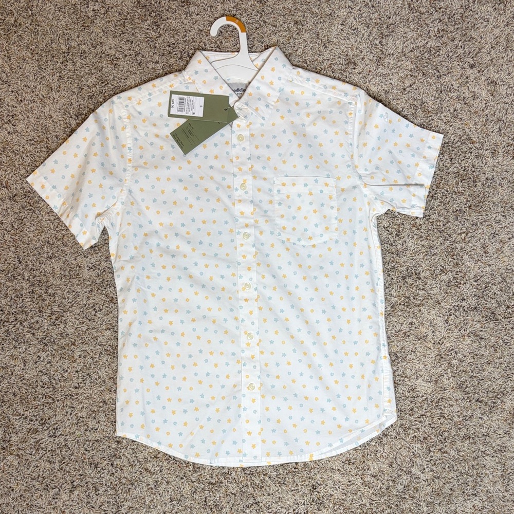 Goodfellow & Co Men's White and Yellow Patterned Shirt